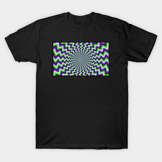 Optical Illusion Moving Colors Artwork T-Shirt by HootVault